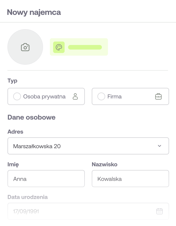Dodaj najemcę